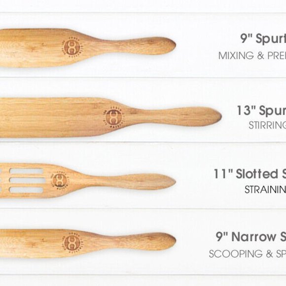 Sold out! Bamboo Spurtle 4pc Set Crate Collective Wooden Cooking Utensil Kitchen - Picture 9 of 9